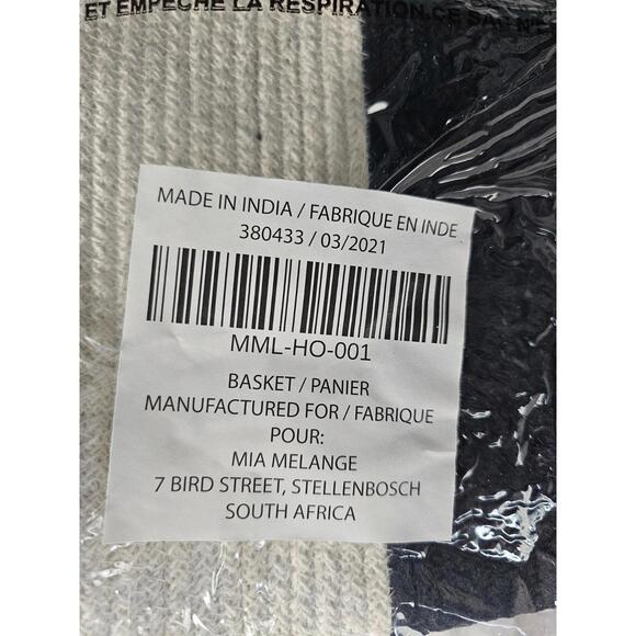 New Mia Melange Handcrafted Foldable Basket Black & White Classic Design Style - Picture 2 of 9